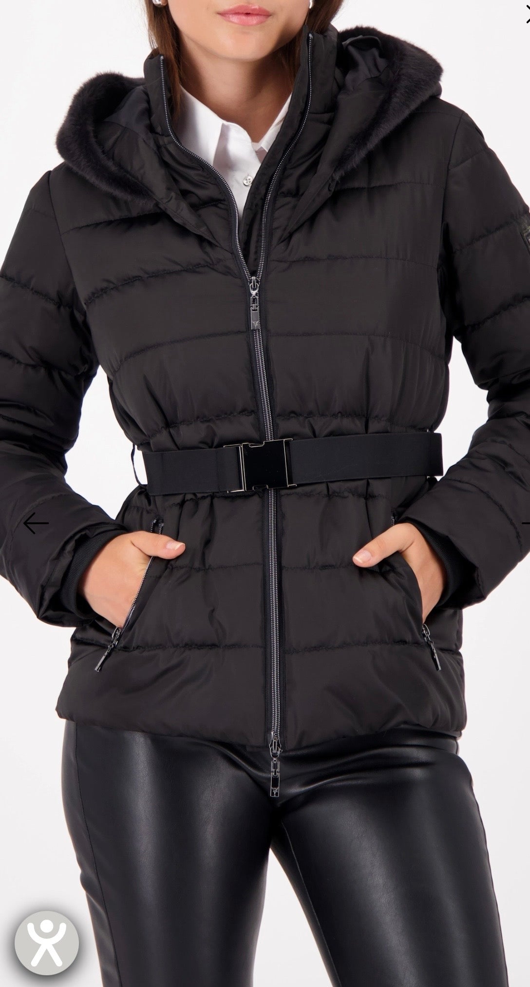 QUILTED JACKET WITH A WAIST BELT
COLOR:BLACK