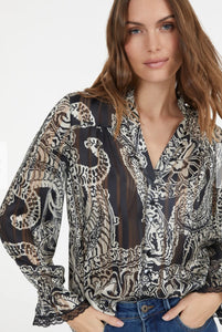 Blouse in blow-up paisley print