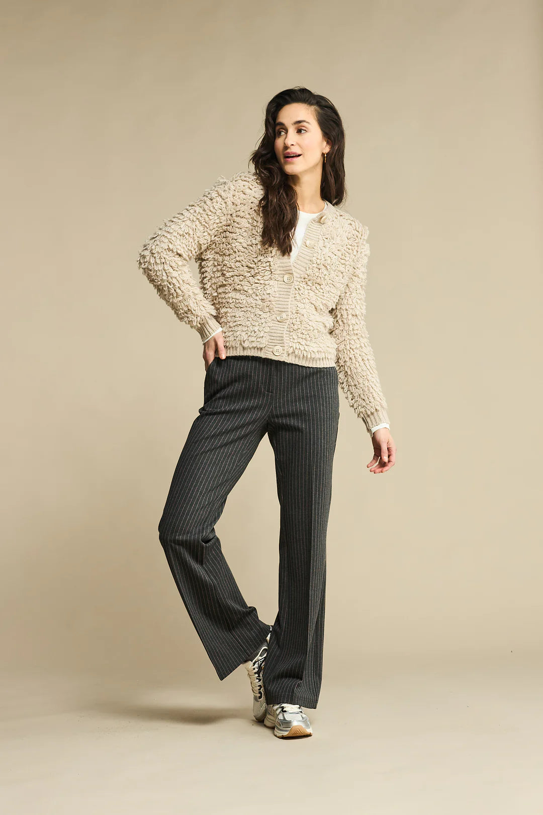 Red Button Colette Punta, Sporty Pinstripe, Grey Melange