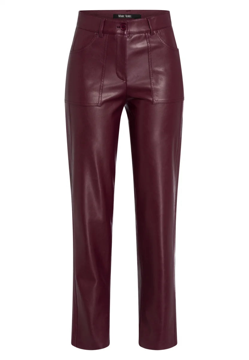 Leather-like trousers in light Bordeaux