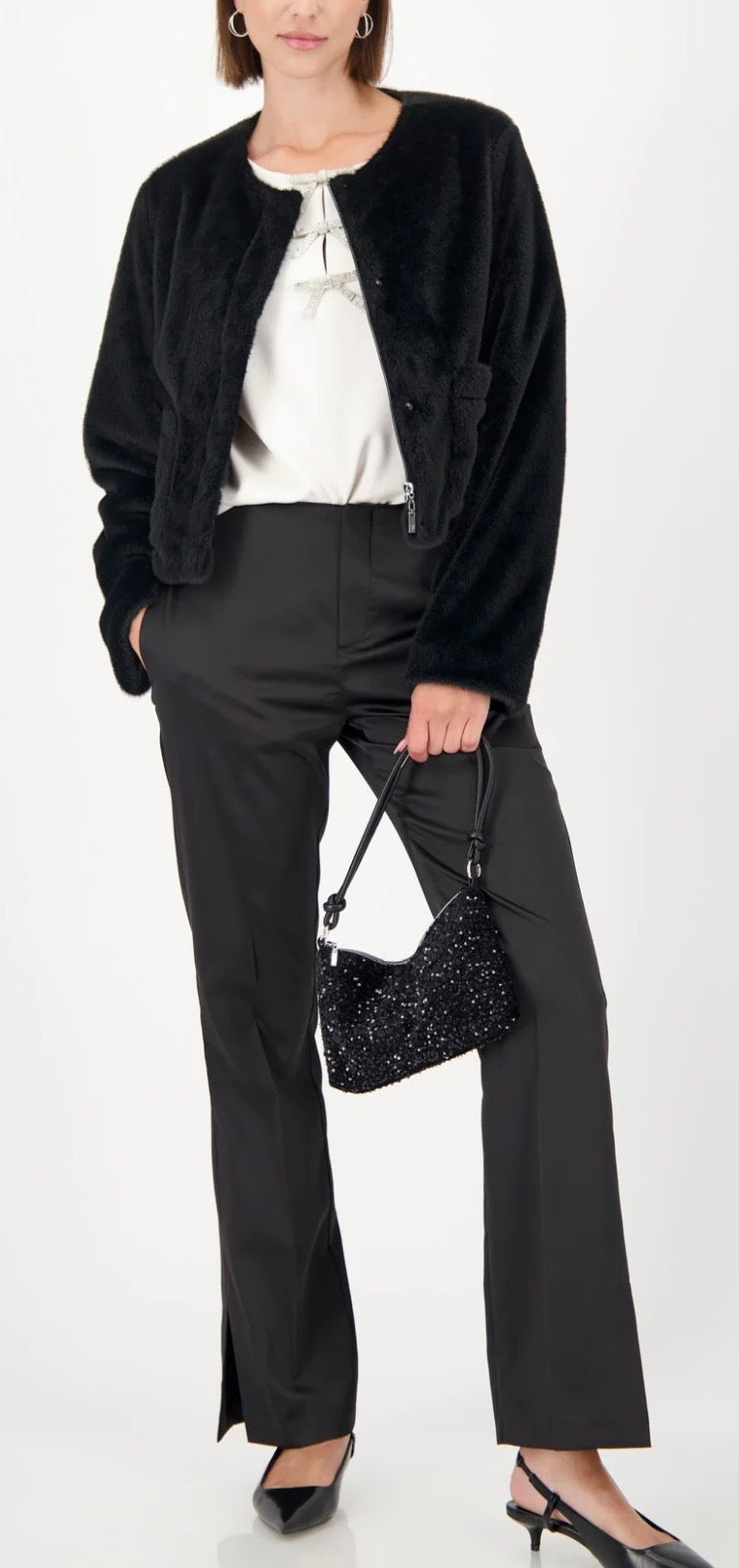 FAUX FUR JACKET - BLACK