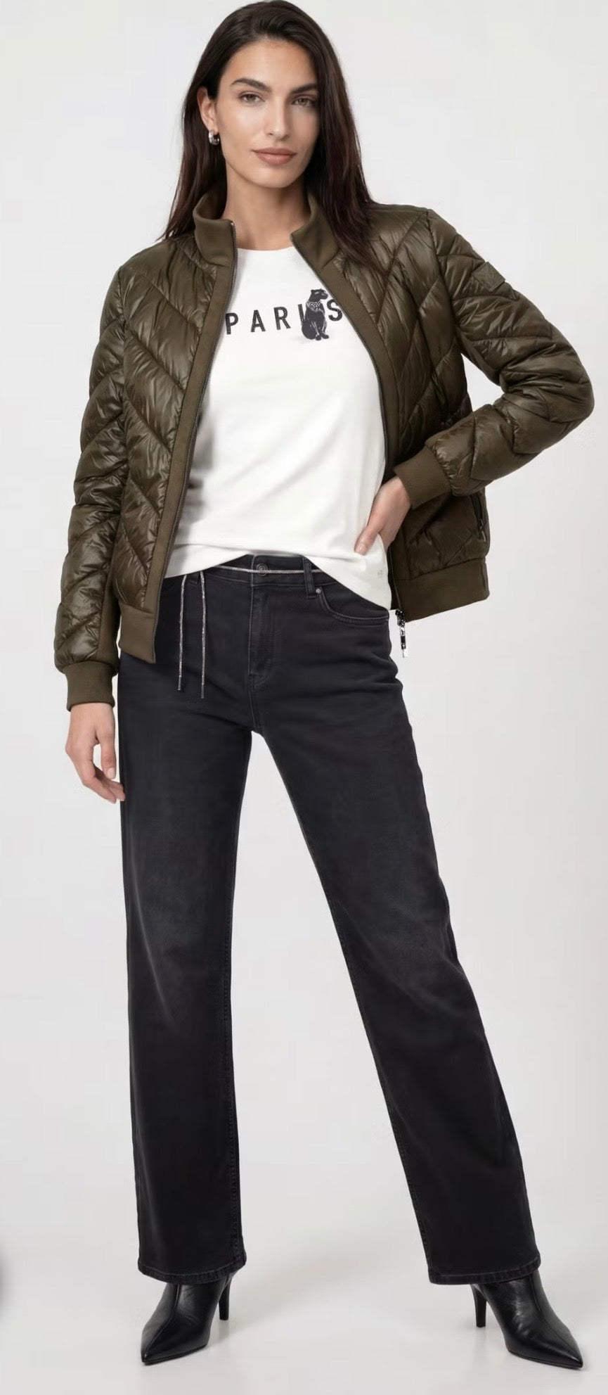 OLIVE JACKET WITH NEOPRENE