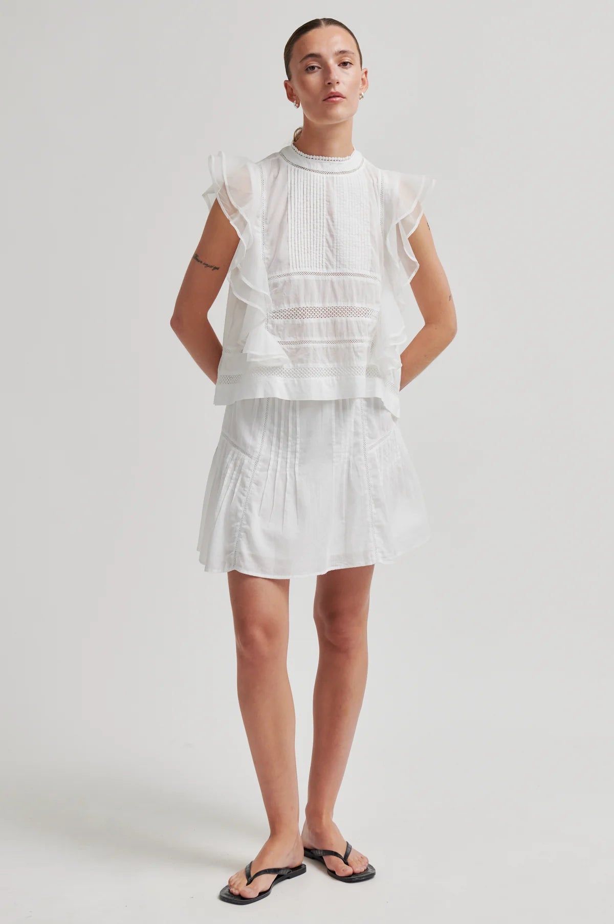 Kristel Frill Top in white