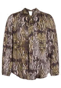 Blouse with snake print in khaki varied