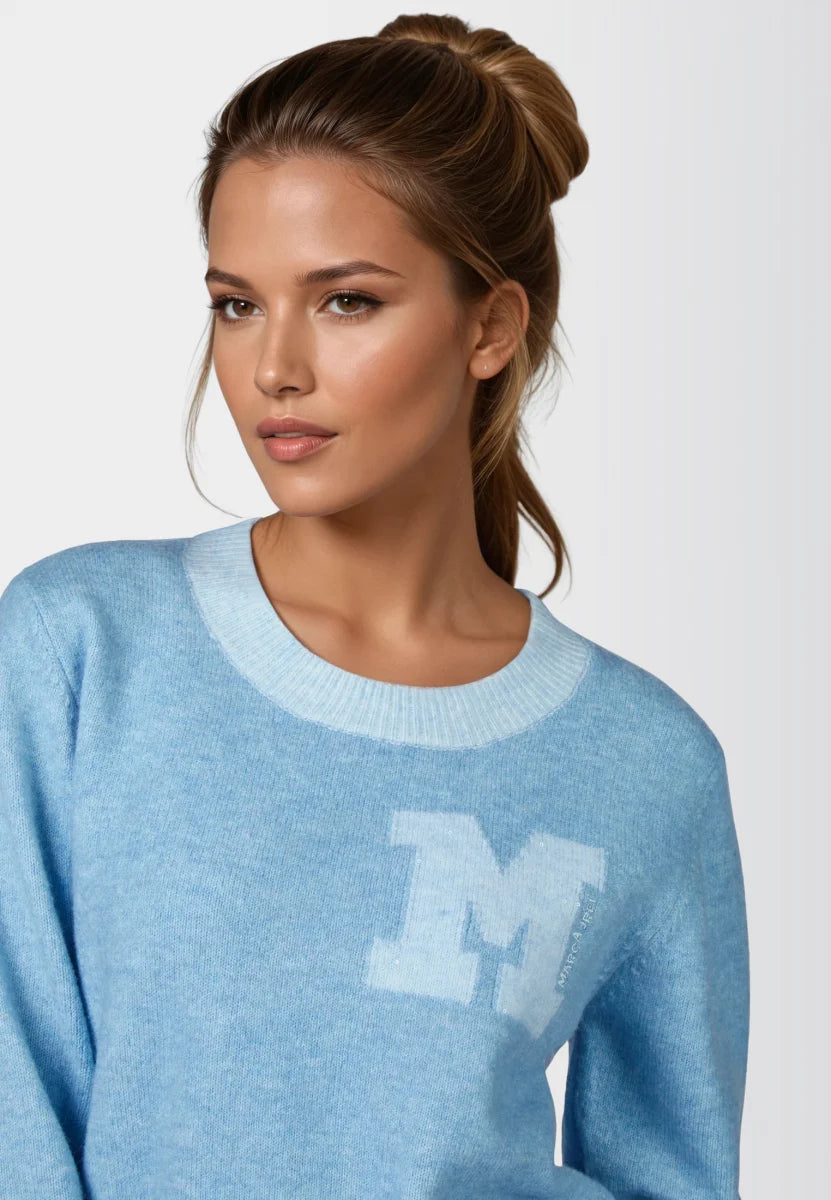 Cloud sky Sweater with M intarsia
