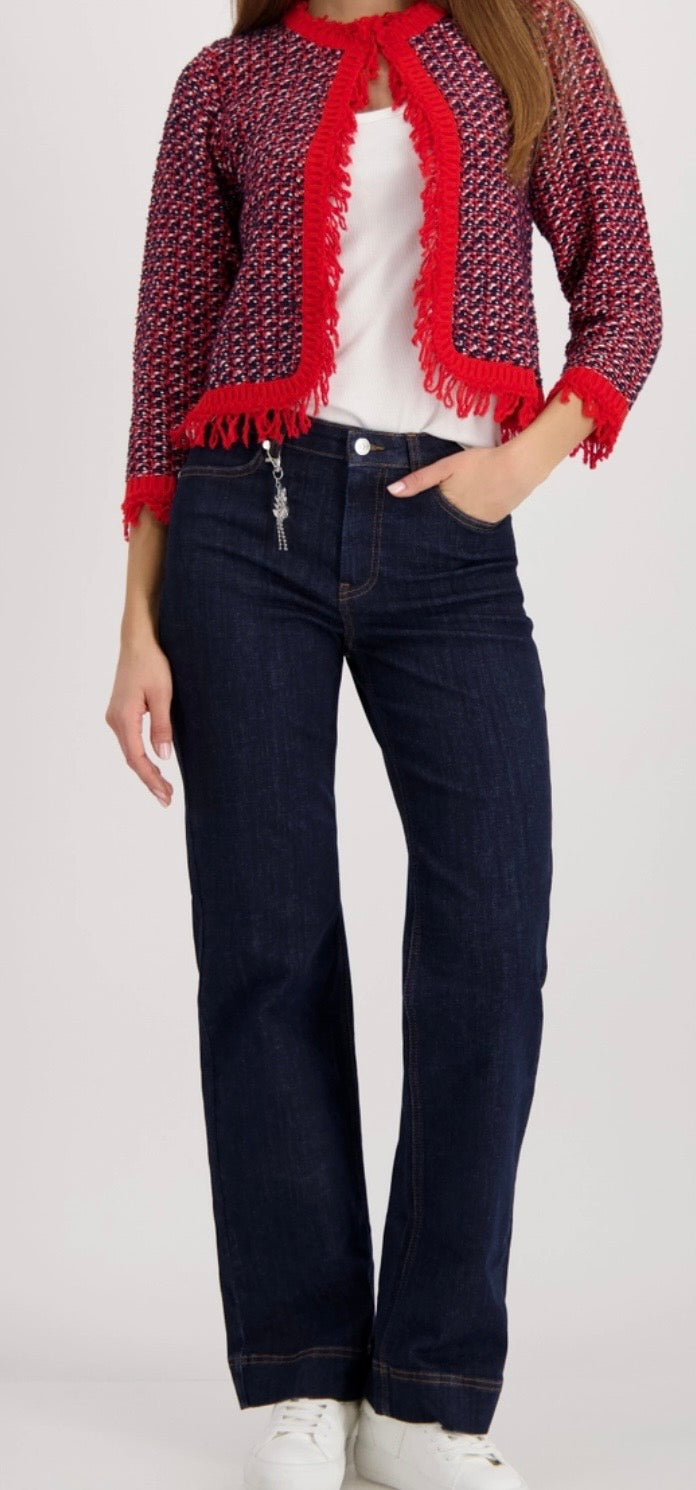 NEW FRINGE TWEED CARDIGAN
COLOR:MARINE