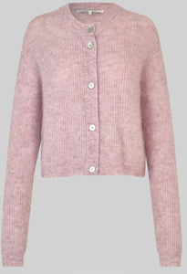 Andrea Knit Rib LS Cardigan in sepia rose