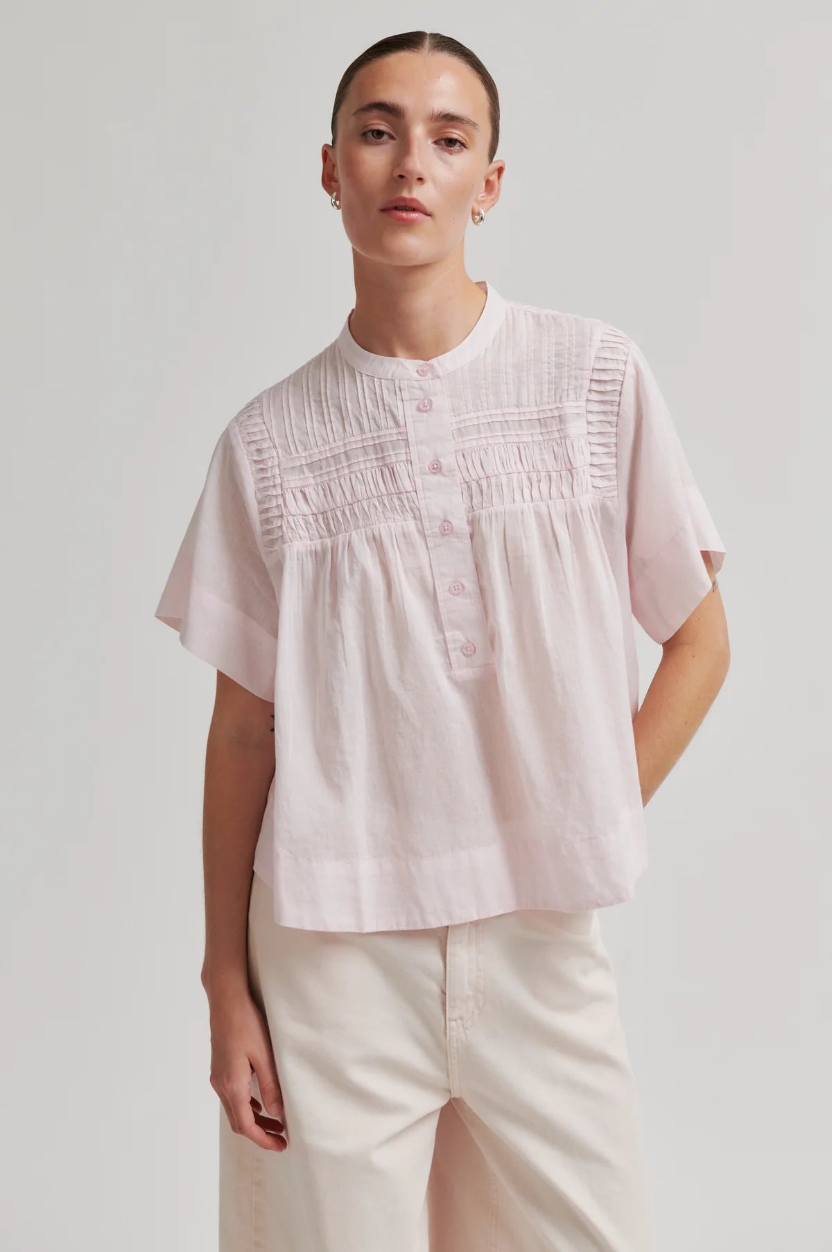 Maise SS Blouse in crystal pink