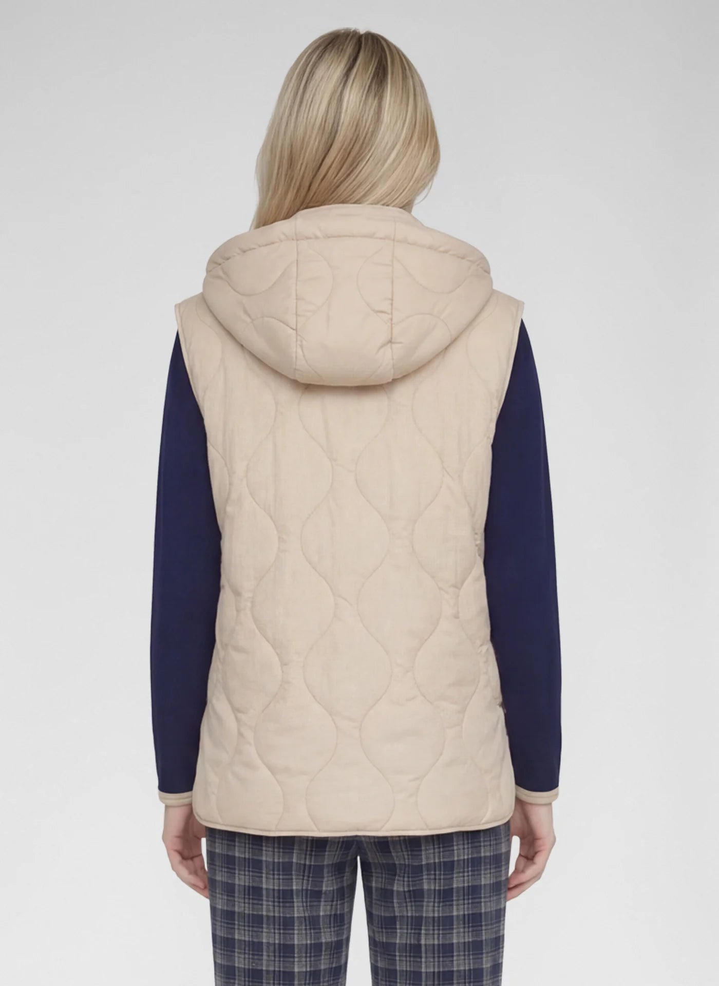 GILET WITH HOOD - BISCUIT