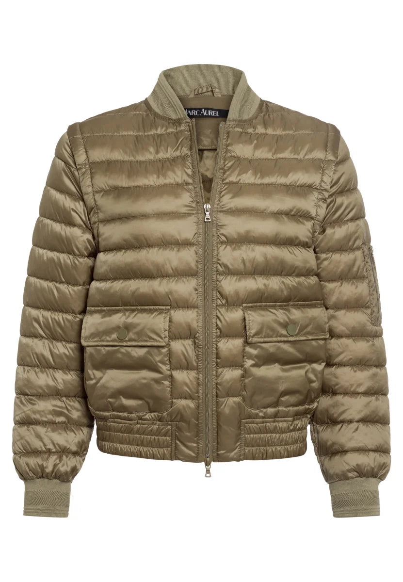 Bomber jacket with detachable sleeves in khaki