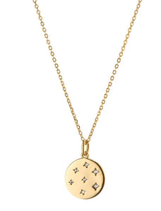Gold Disc & 7 CZ Necklace