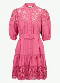 Suncoo
Short lace belted dress - Pink – CATY