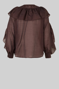 Fria Frill Blouse in plum