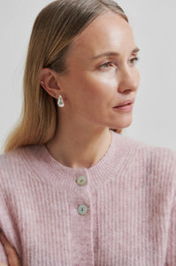 Andrea Knit Rib LS Cardigan in sepia rose