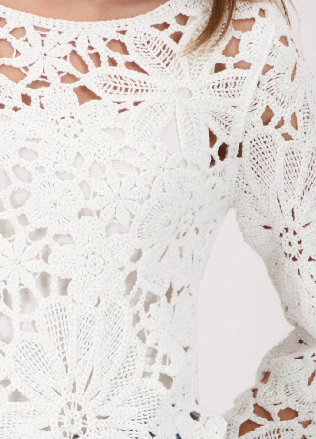 NEWJUMPER WITH CORNELLY CROCHET PATTERN IN OFF WHITE