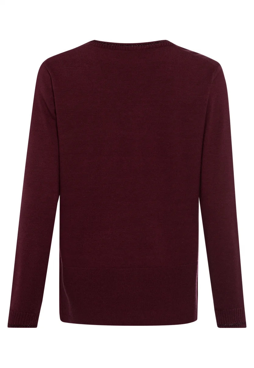 Sweater with Logo Embroidery in Light Bordeaux