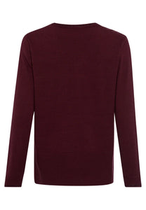 Sweater with Logo Embroidery in Light Bordeaux