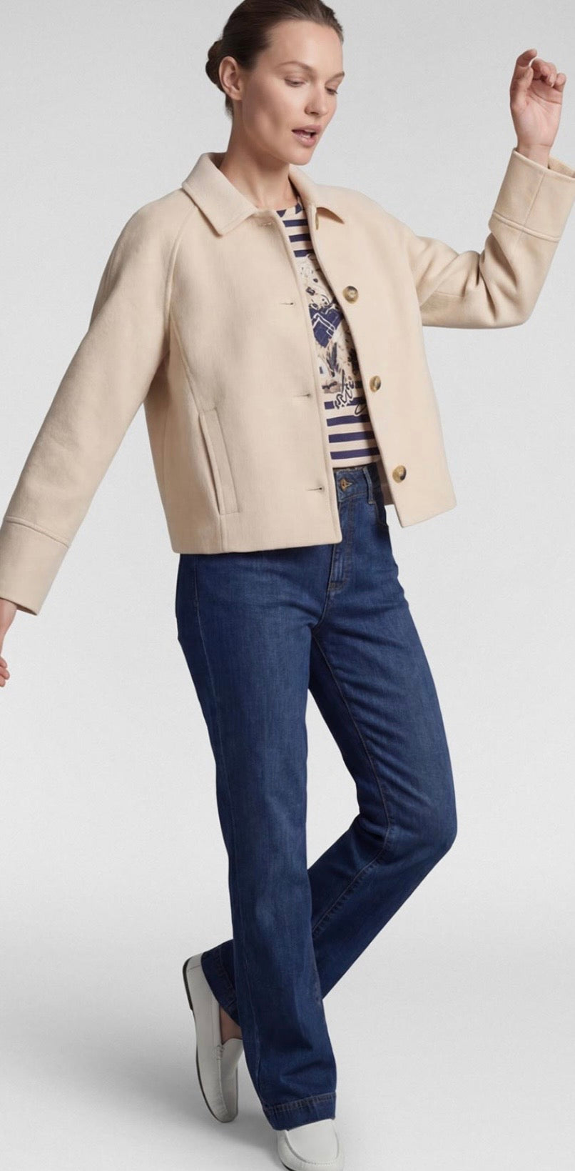 Rabe Button Up Wool Blend Jacket, Beige