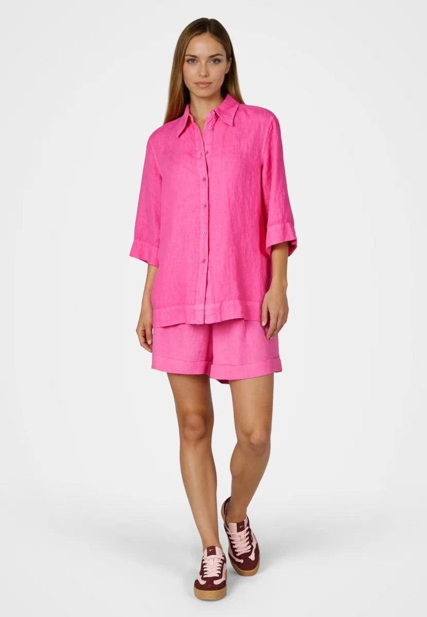 Oversized linen shirt in pink