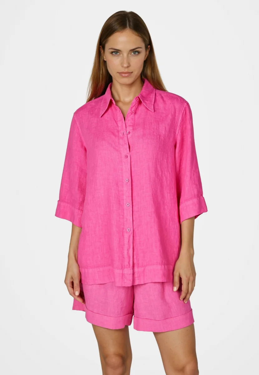 Oversized linen shirt in pink