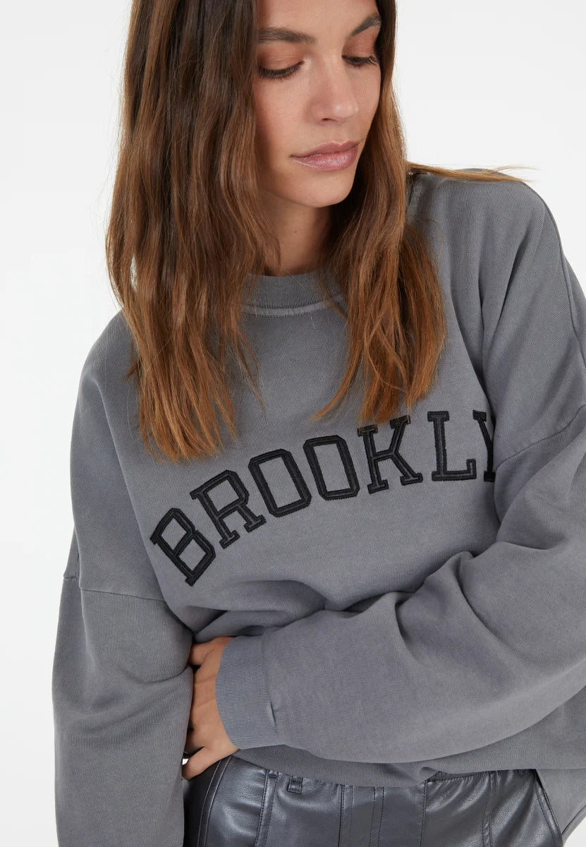 Grey Sweat dress with Brooklyn appliqué