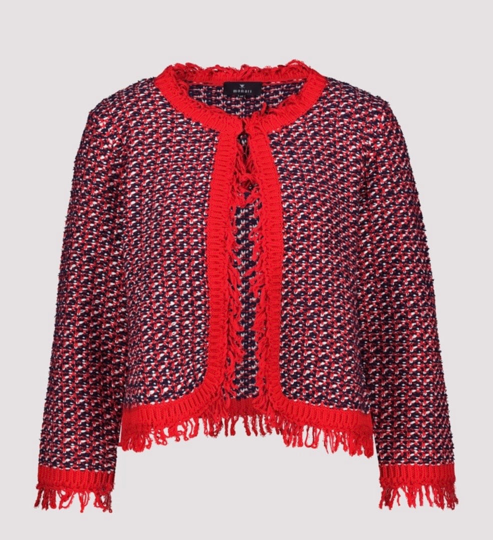 NEW FRINGE TWEED CARDIGAN
COLOR:MARINE
