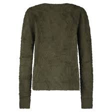 Fuzzy Puff Sleeve Olive
