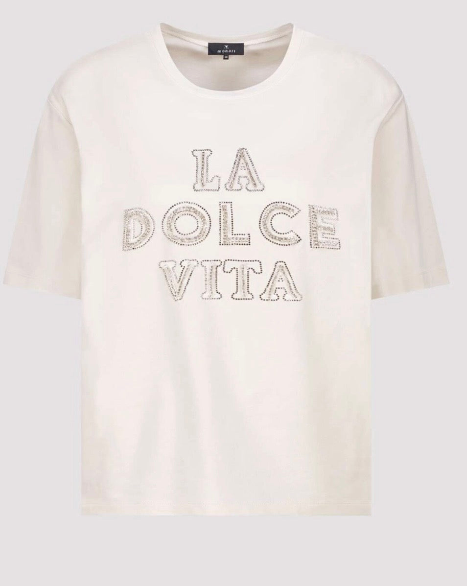 NEWT-SHIRT WITH DECORATIVE LETTERING
COLOR: Champagne beige