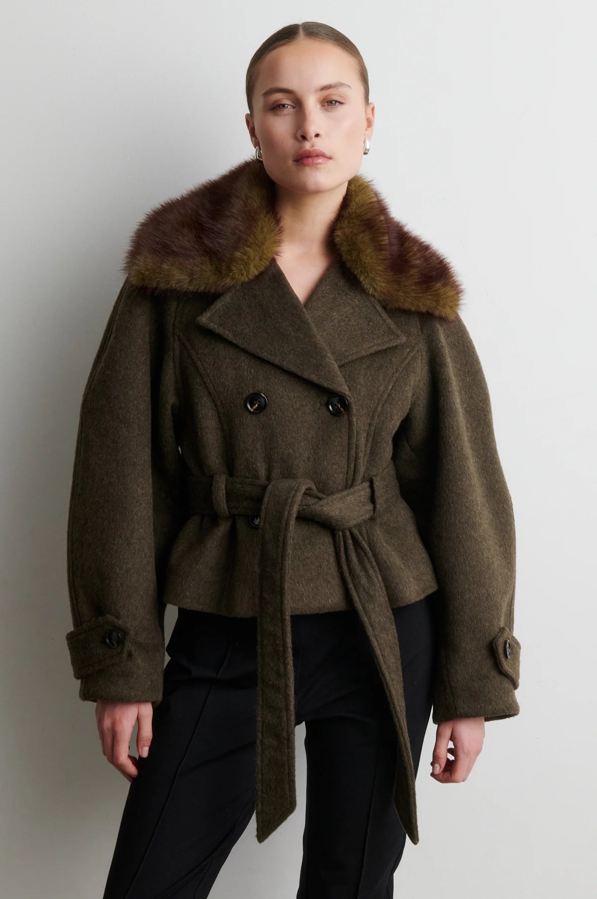 Agola Belt Jacket black olive