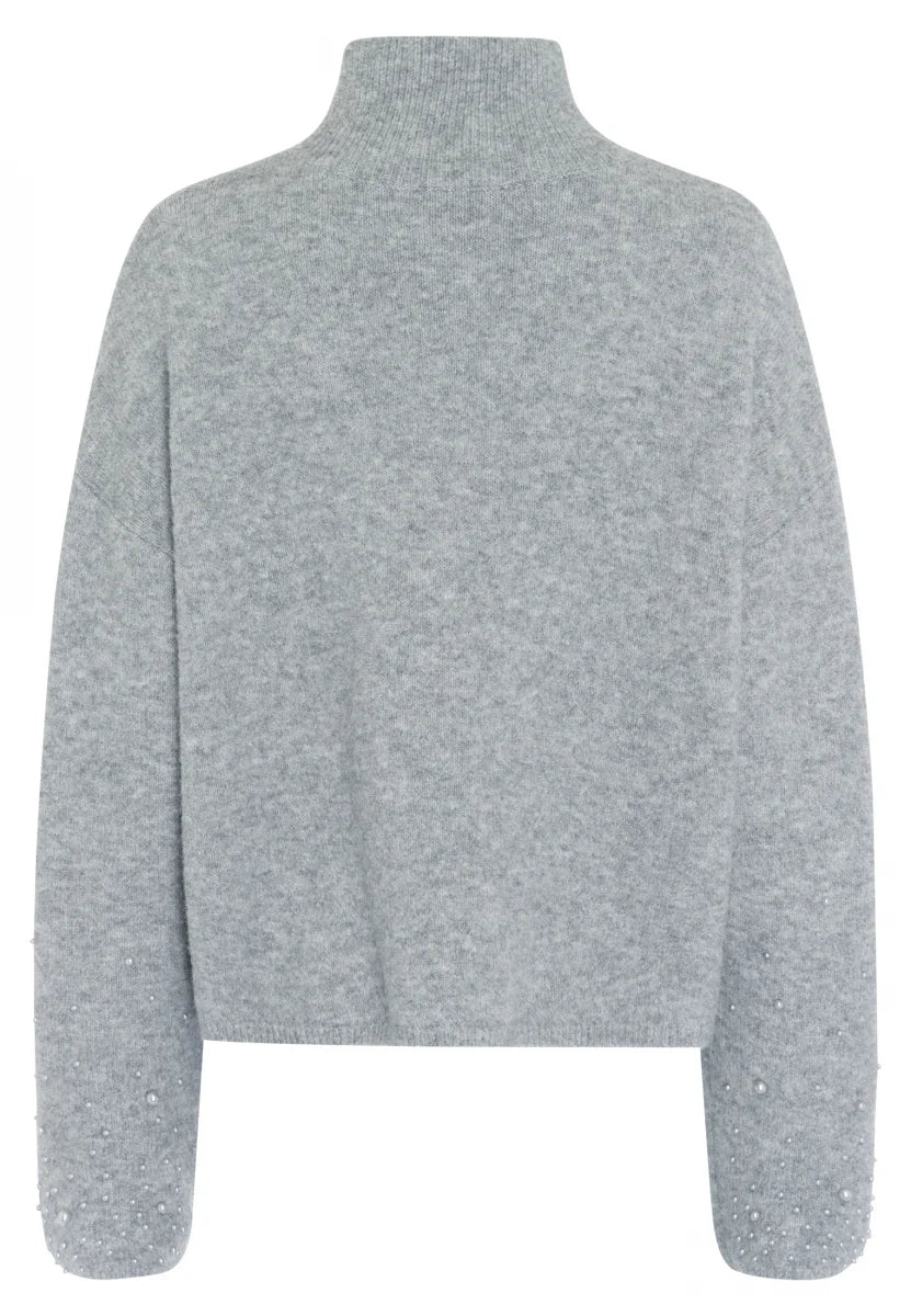 Grey Sweater with beaded appliqué