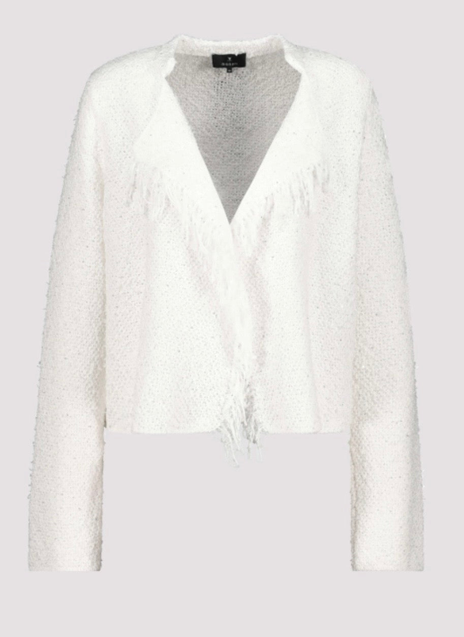 NEWCARDIGAN WITH WEAVE STRUCTURE in off white