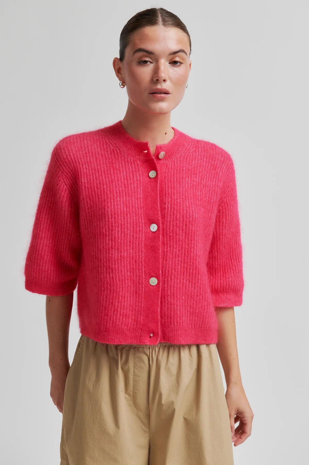 Andrea cardigan in raspberry