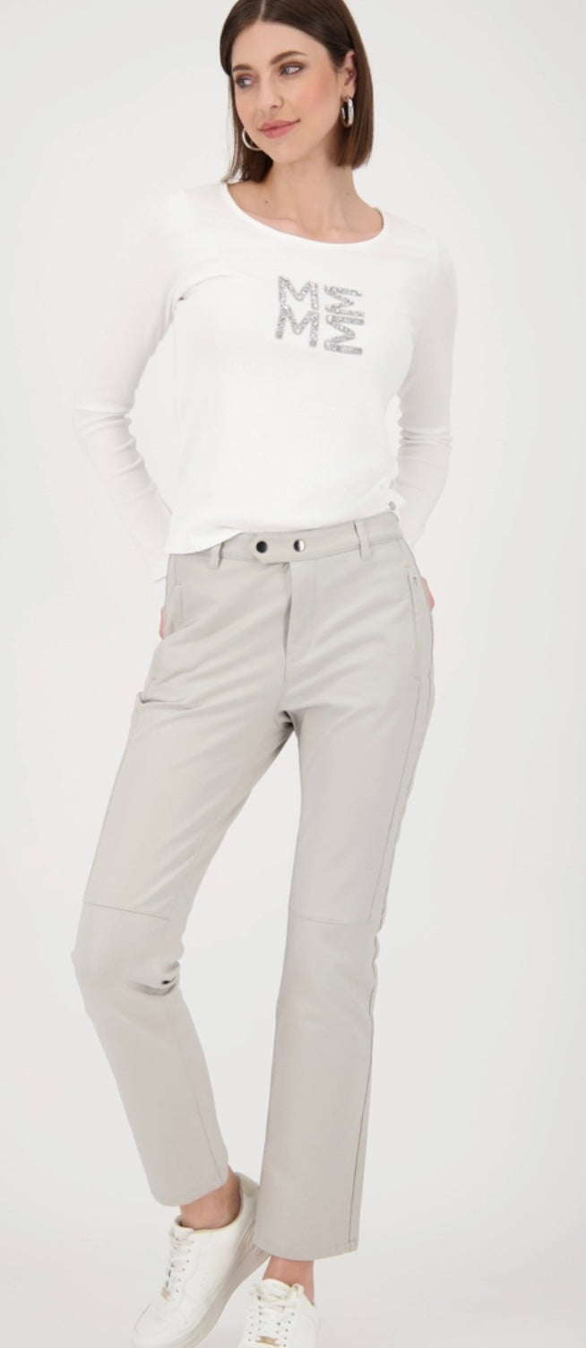 STRAIGHT LEG LEATHER TROUSERS
COLOR:Greige