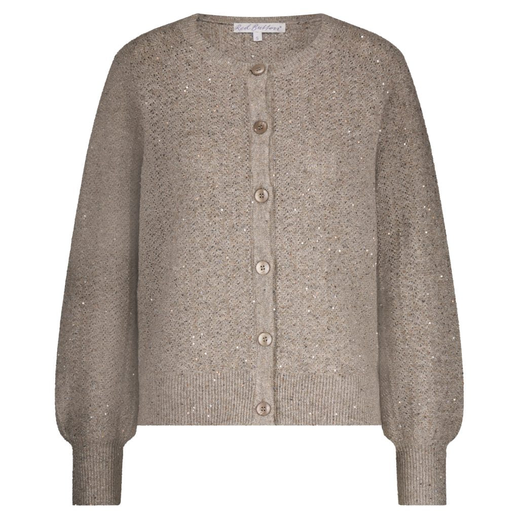 Red Button – Cardigan Ajour Sparkle – Truffle