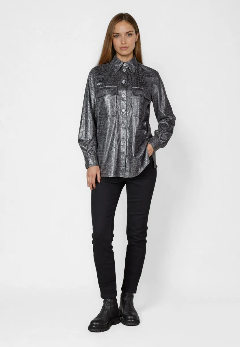 Mid grey Reptile imitation overshirt