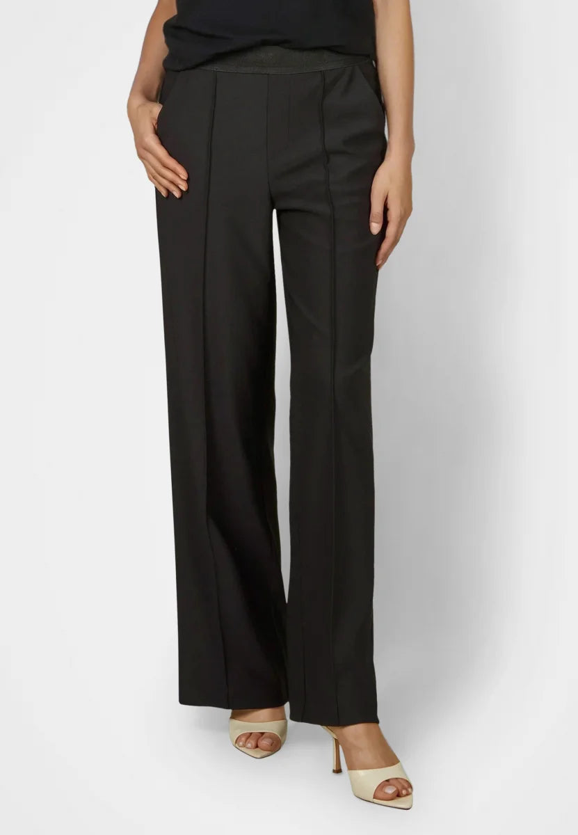 Wide leg pants with elastic waistband