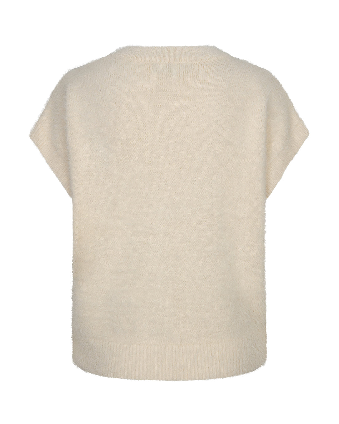 Sleeveless fuzzy cream