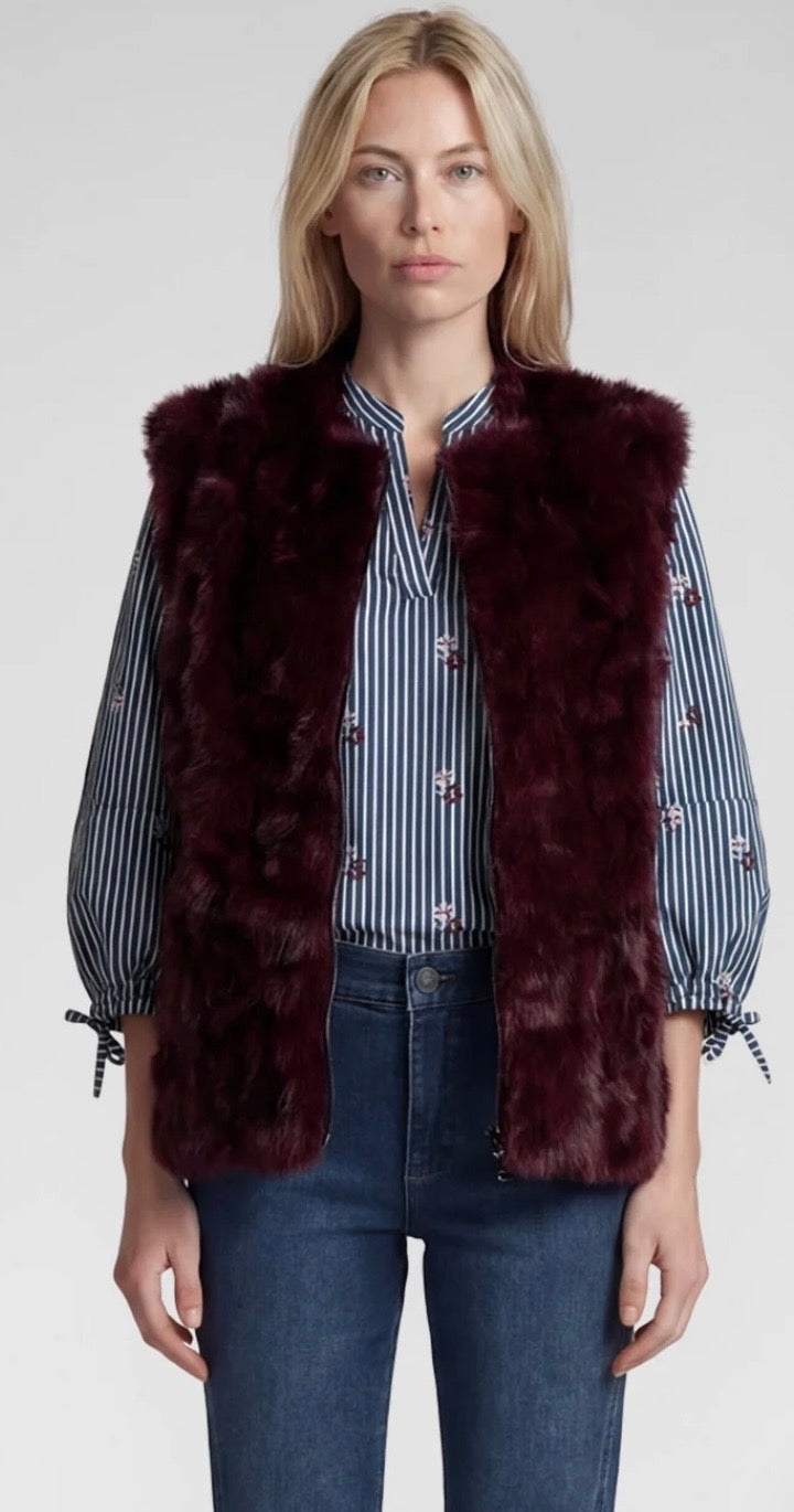 Rabe 57-114872 Faux Fur Waistcoat Merlot