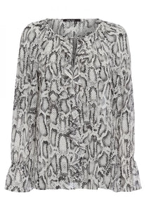 Blouse with snake print in viscose chiffon