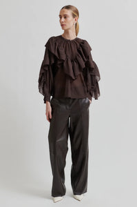 Fria Frill Blouse in plum