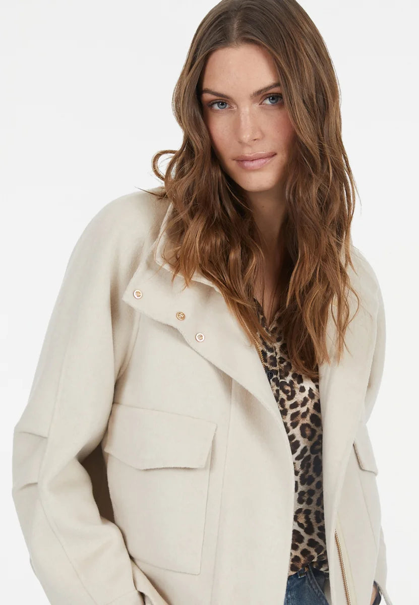 Jacket in double-face in light sand