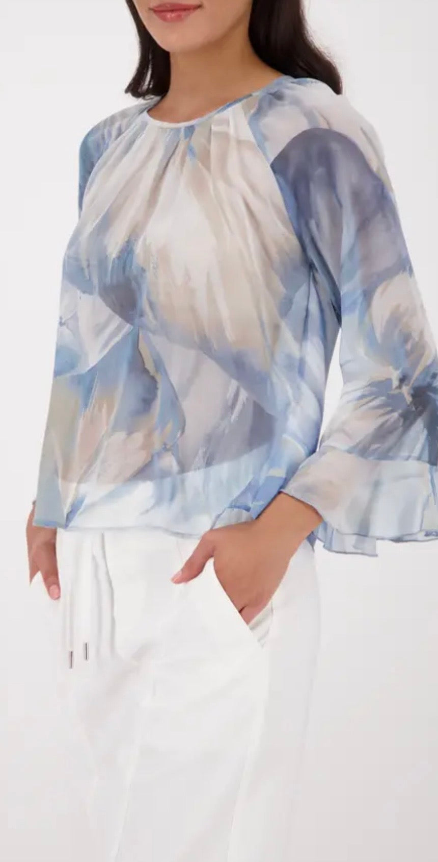 Light blue & sand viscose top