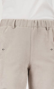 STRAIGHT-LEG VELOUR TROUSERS in Greige