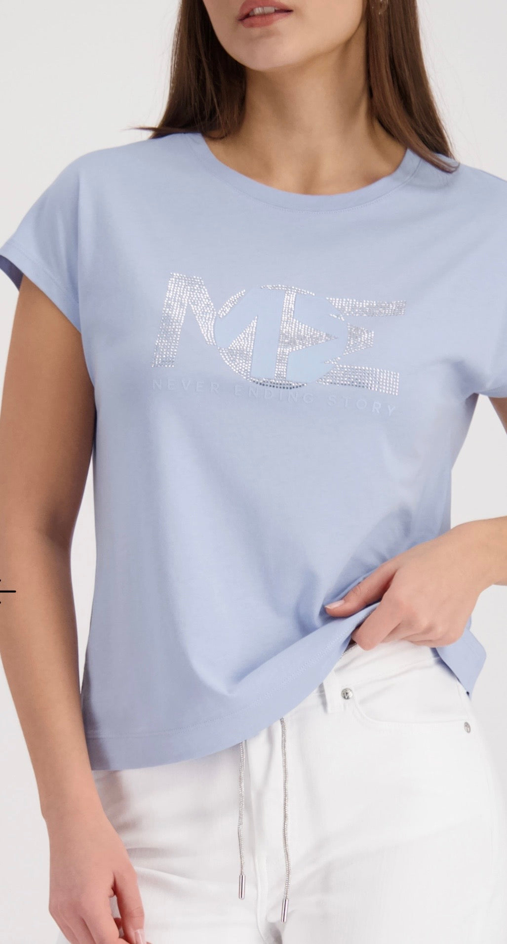 NEWT-SHIRT WITH RHINESTONES in sea side blue
