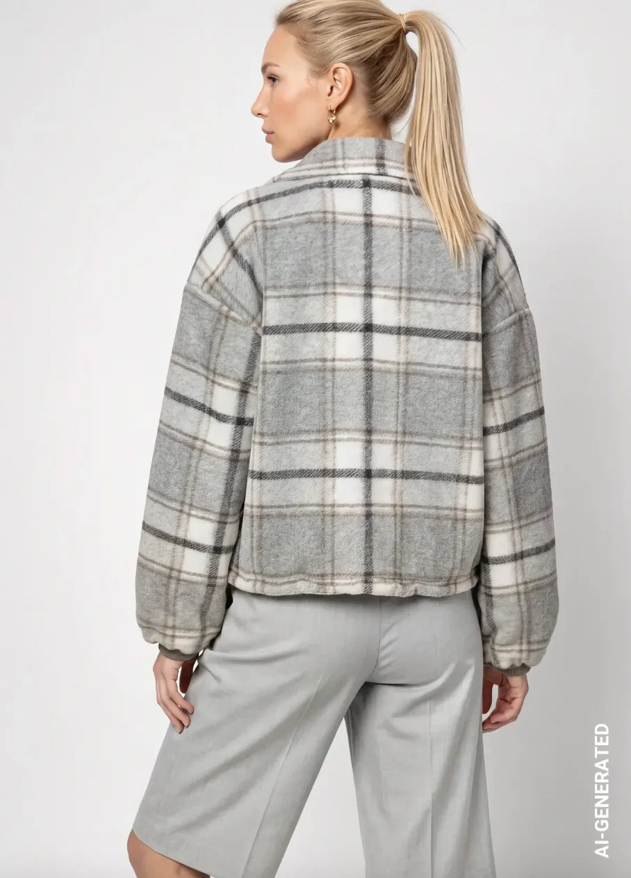 CHECK JACKET - LIGHT GREY PATTERN