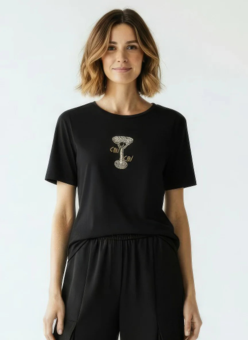 T-shirt with pearl appliqué
