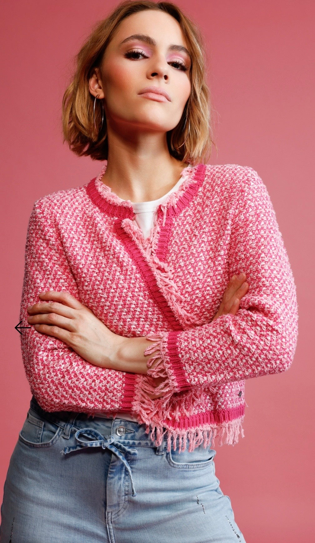 FRINGE TWEED CARDIGAN
COLOR: Spring flower