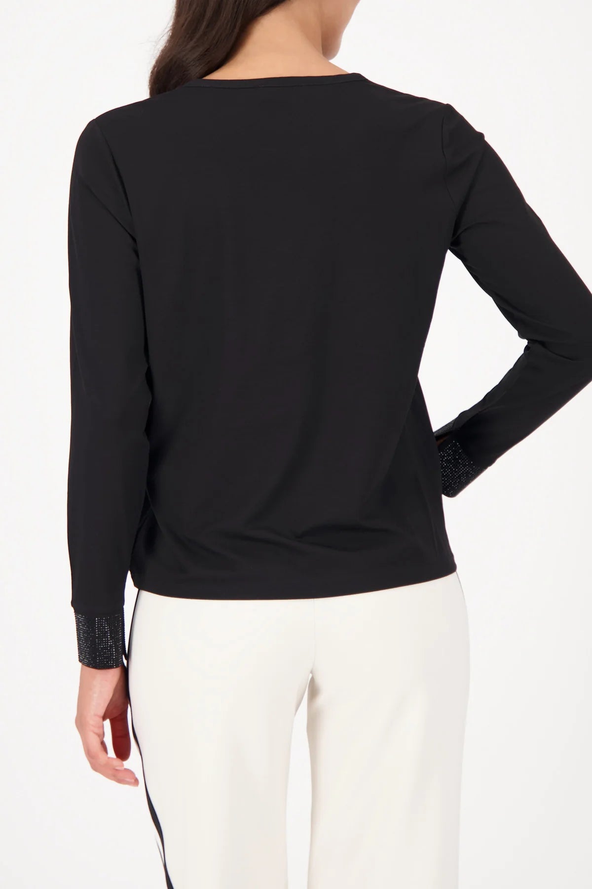 SEQUIN CUFF BLOUSE - BLACK