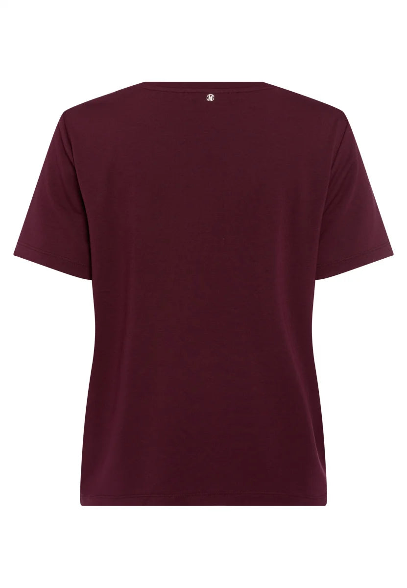 T-shirt with rhinestone logo in light Bordeaux