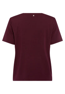 T-shirt with rhinestone logo in light Bordeaux